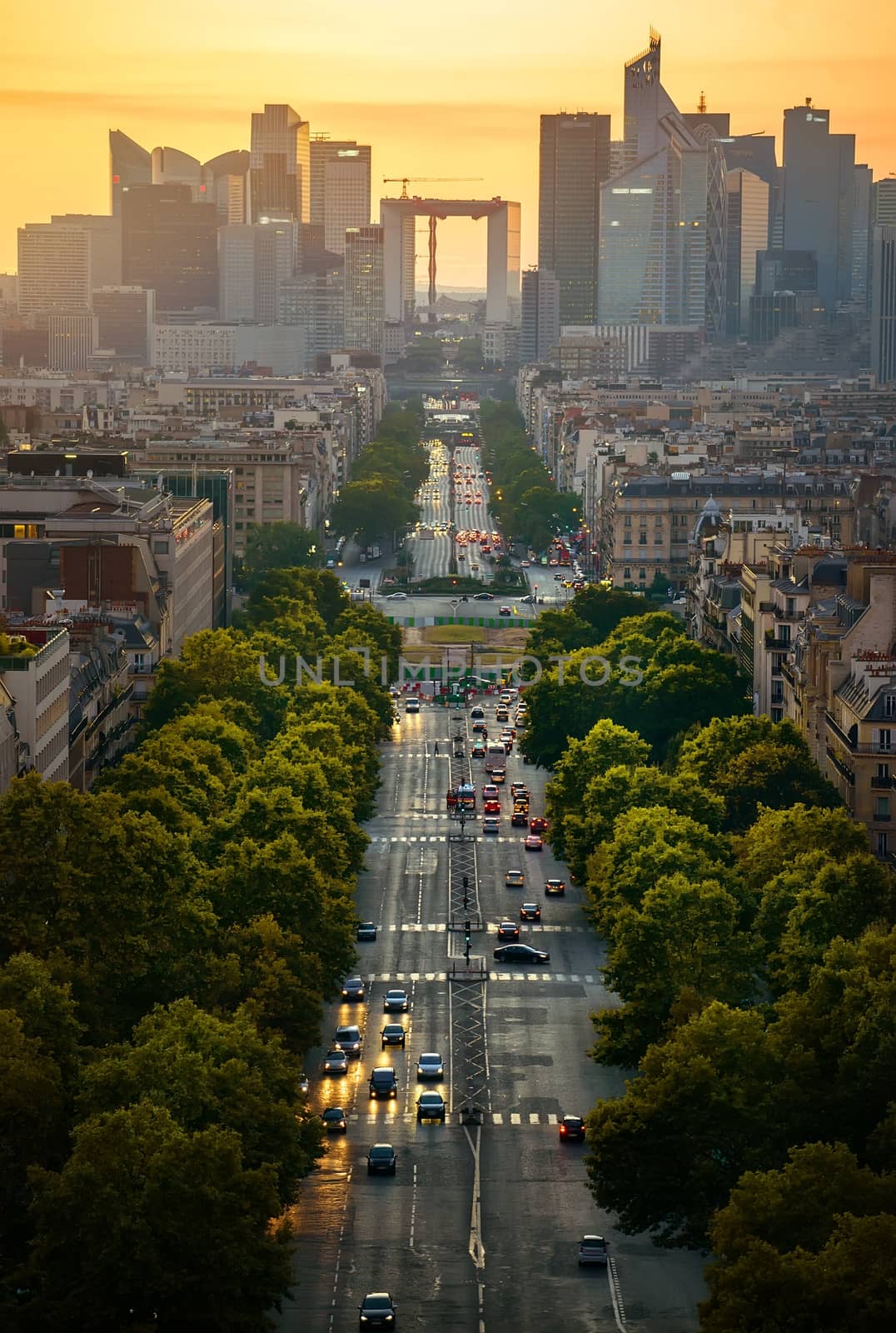 View on the modern district la Defense in Paris