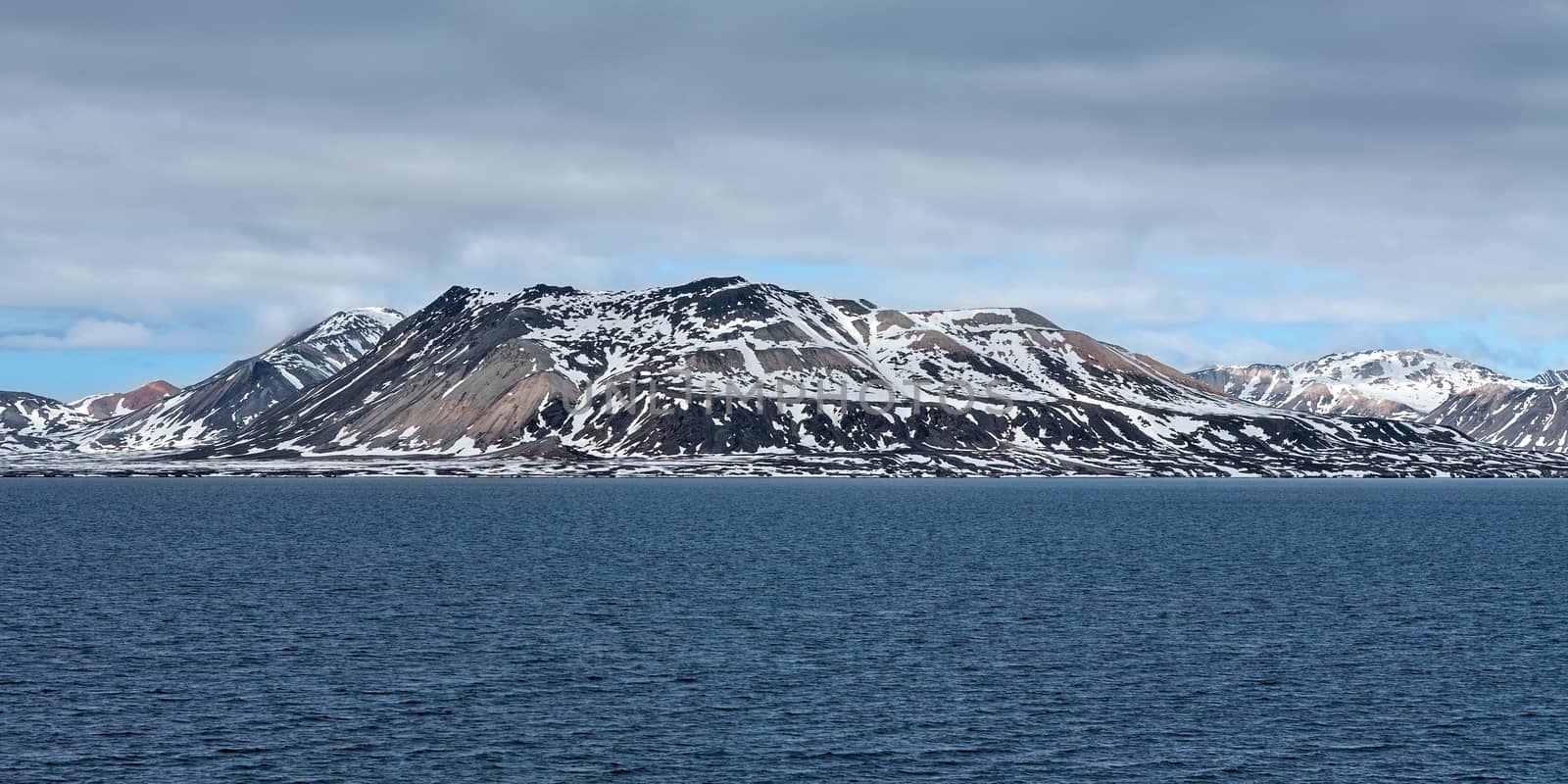Panoramic view of the mountain range in Svalbard islands, Norway