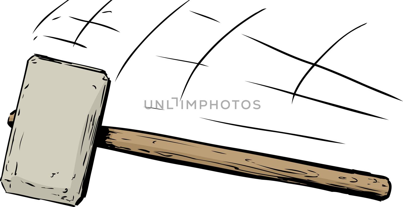 Isolated illustration of single sledge hammer moving down