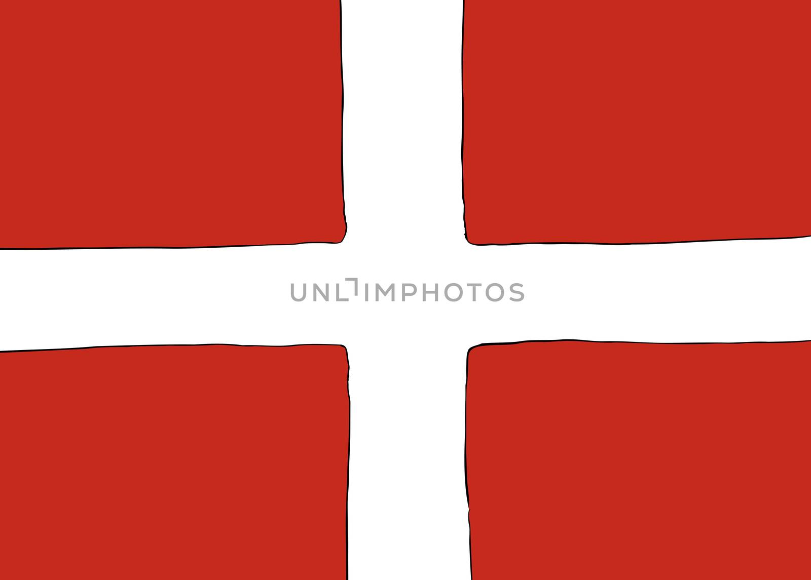 Symmetrical centered version of a Nordic Cross flag representing Denmark
