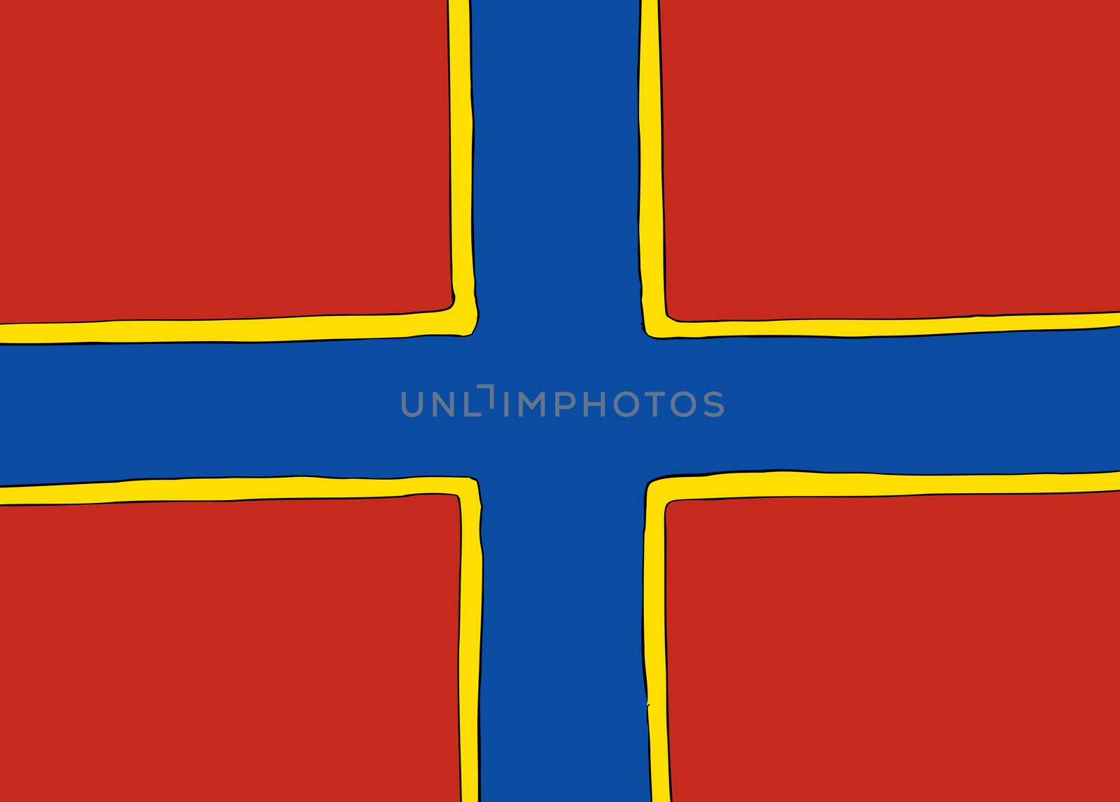 Symmetrical centered version of a Nordic Cross flag representing the Orkney Islands