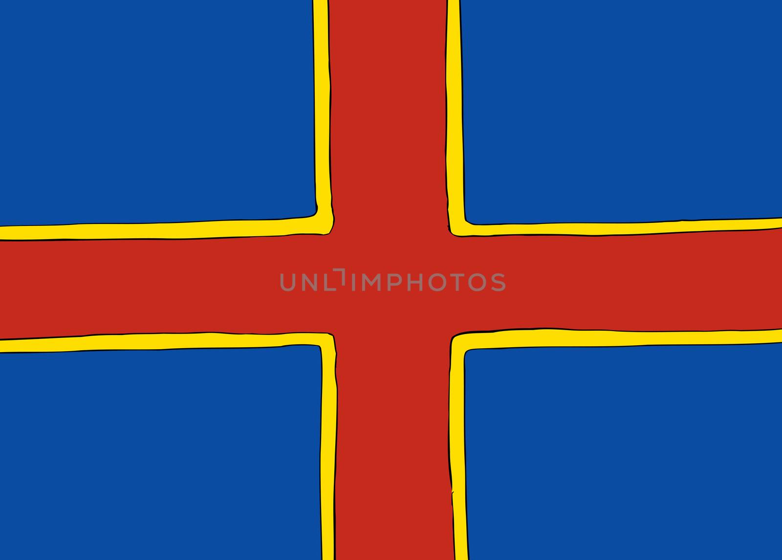 Symmetrical centered version of a Nordic Cross flag representing Ahvenanmaa