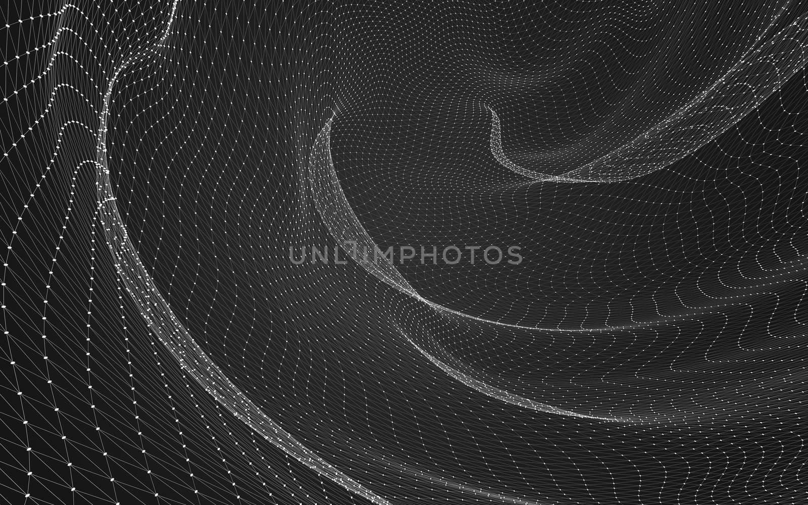 Abstract polygonal space low poly dark background with connecting dots and lines. Connection structure. 3d rendering