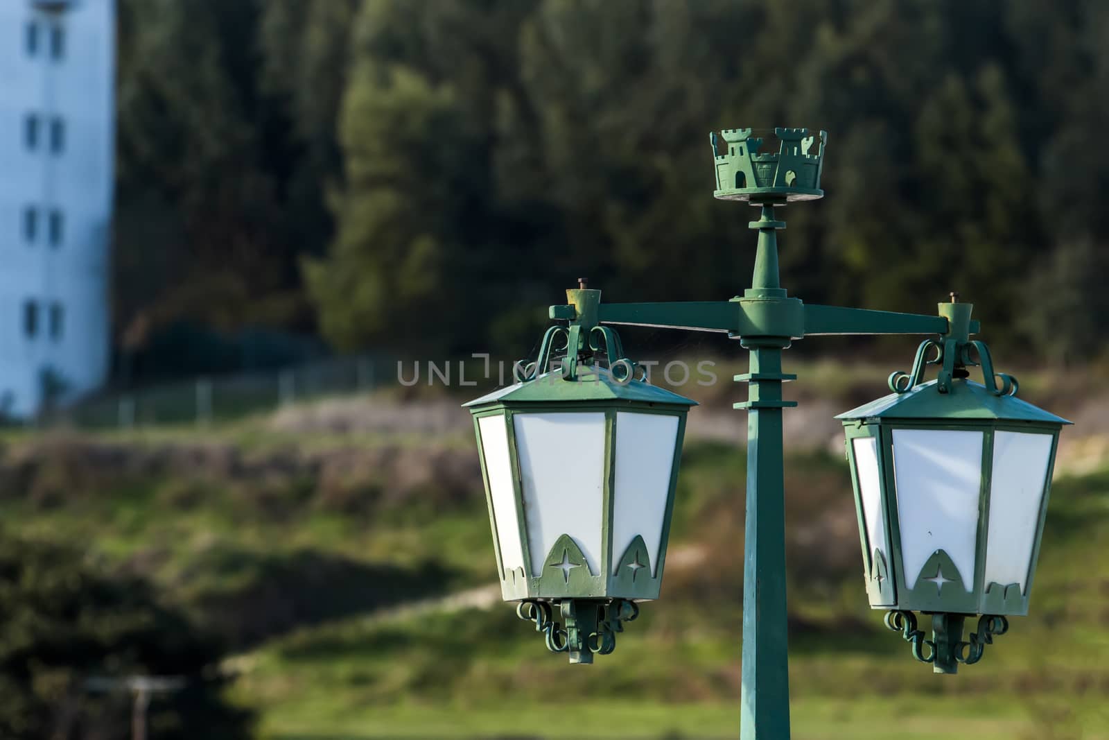 View of a typical european vintage street light.