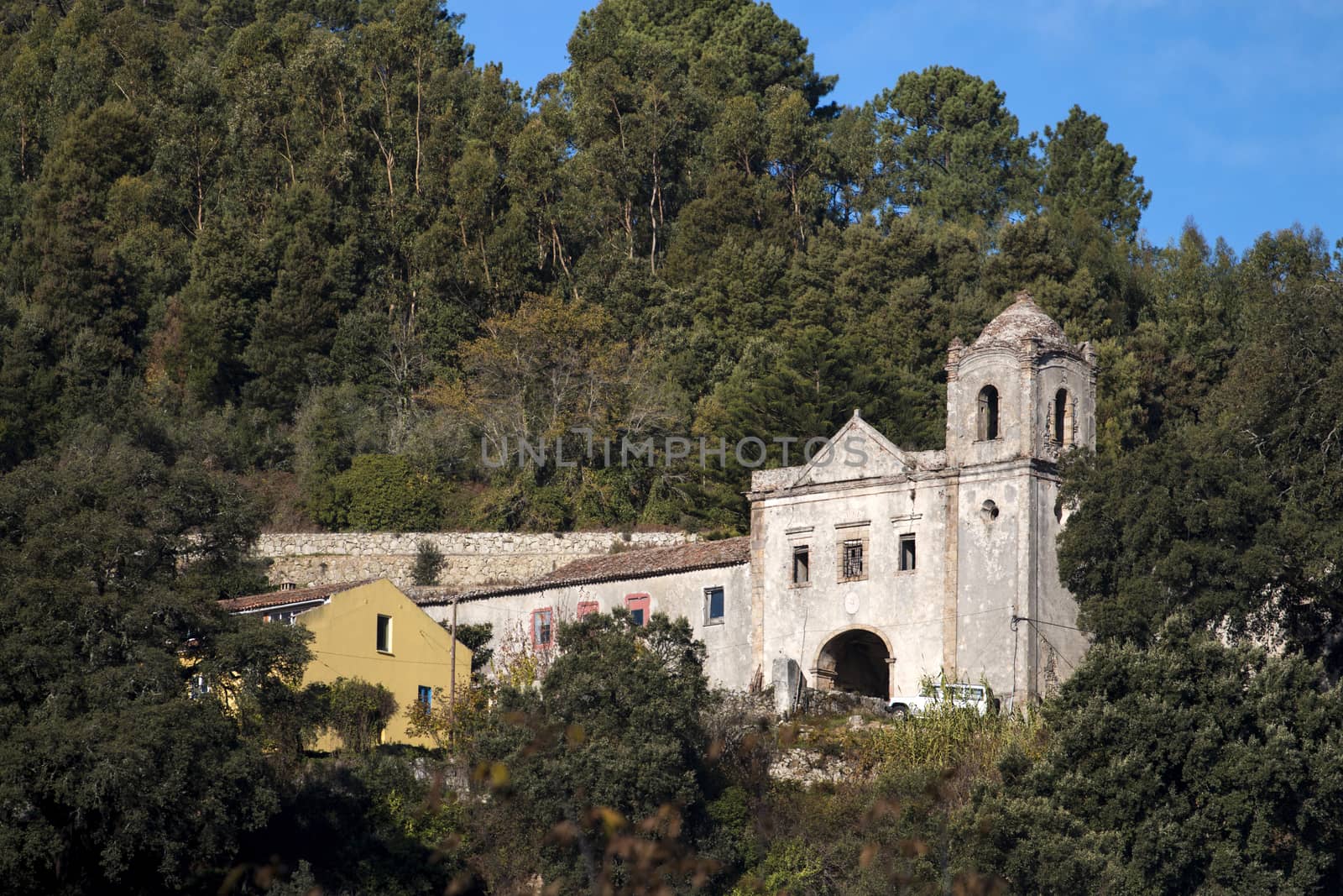 Close view of the Convent Nossa Senhora do Desterro located on Monchique region, Portugal