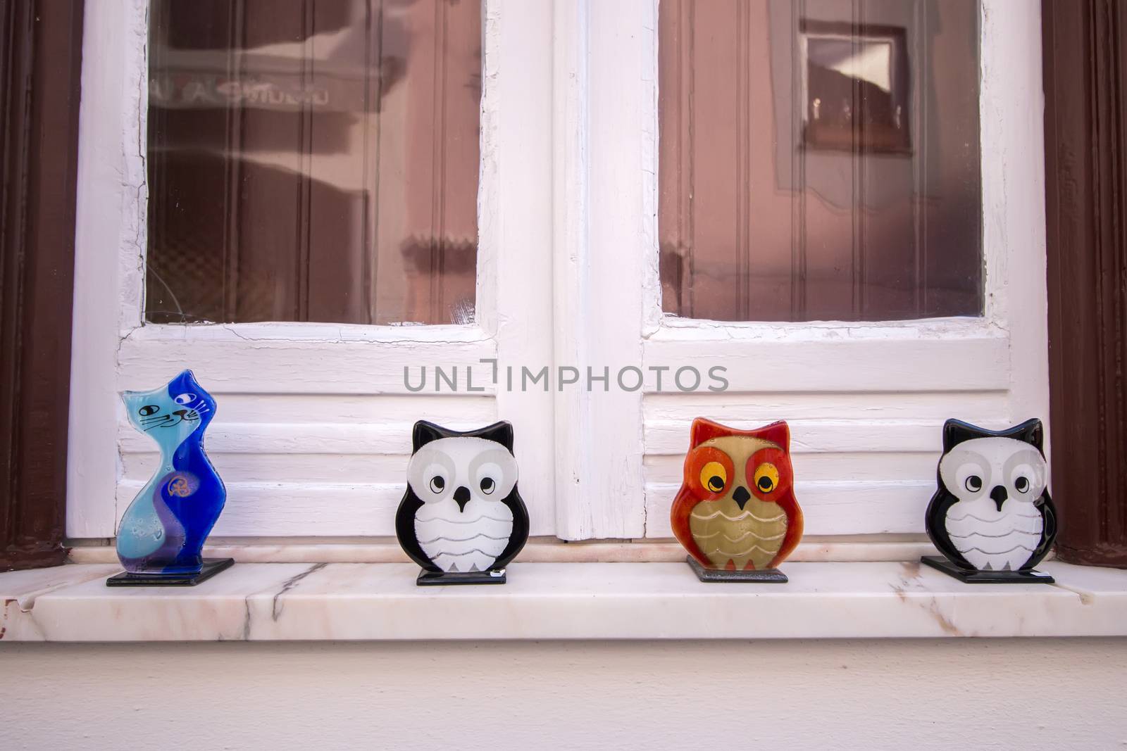 Original souvenir glass owls  from Monchique village, Portugal.