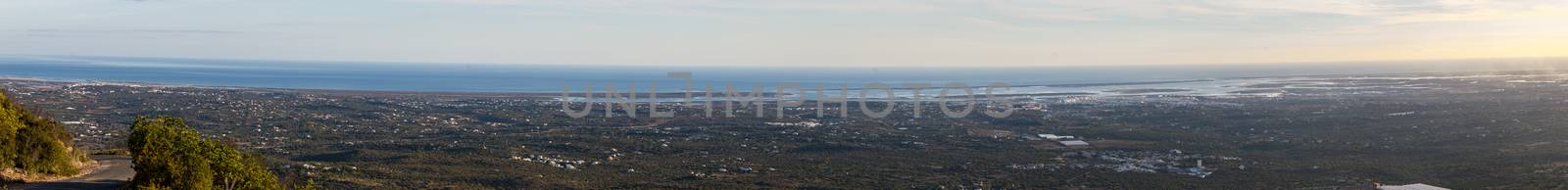 Horizon view of olhao coastline viewed from a high viewpoint.