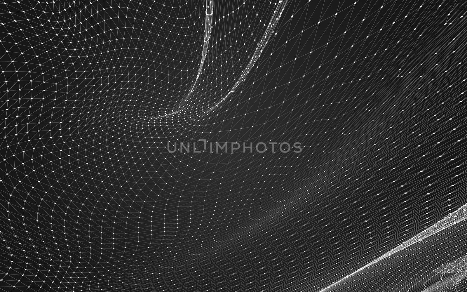 Abstract polygonal space low poly dark background with connecting dots and lines. Connection structure. 3d rendering