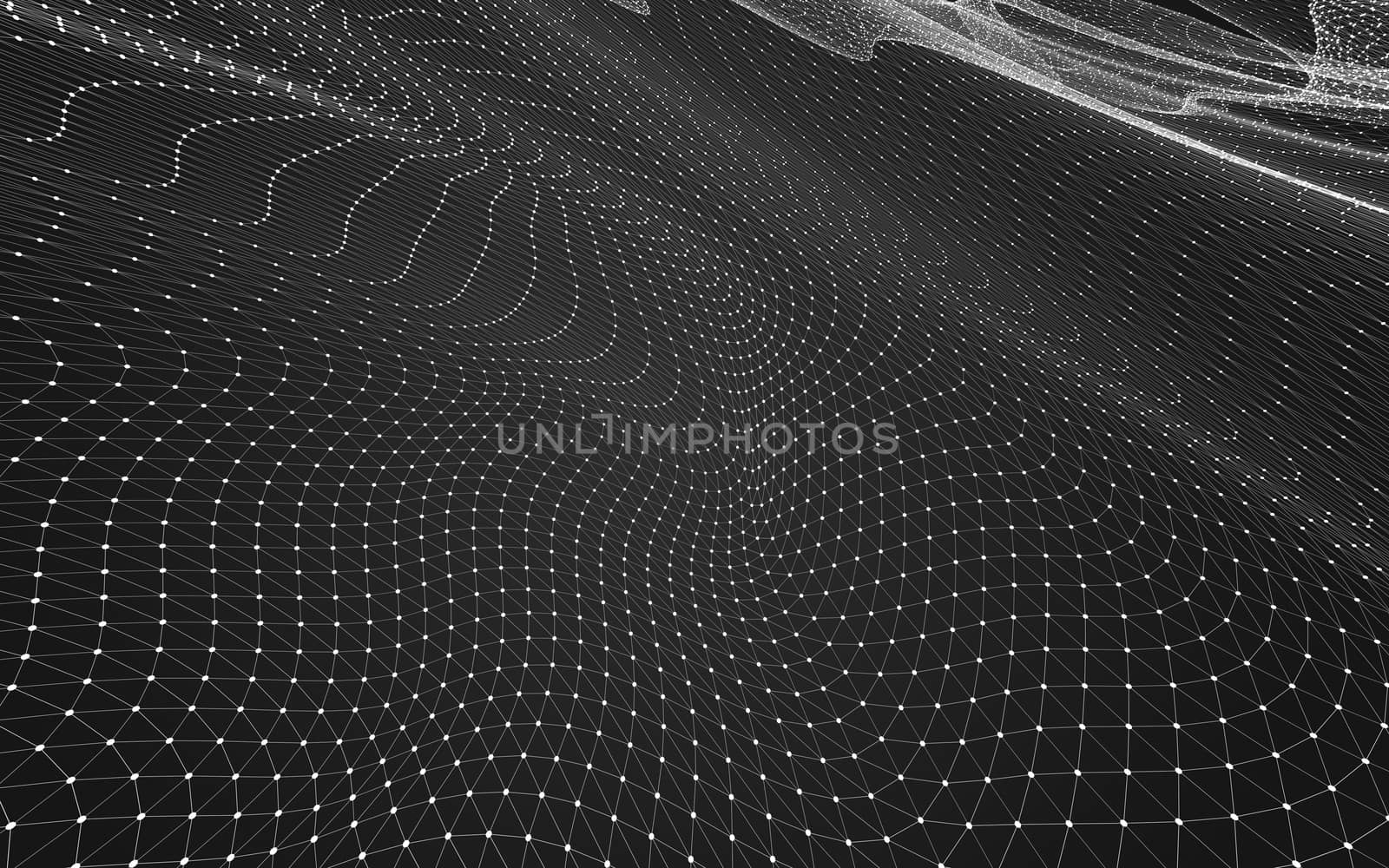 Abstract polygonal space low poly dark background with connecting dots and lines. Connection structure. 3d rendering