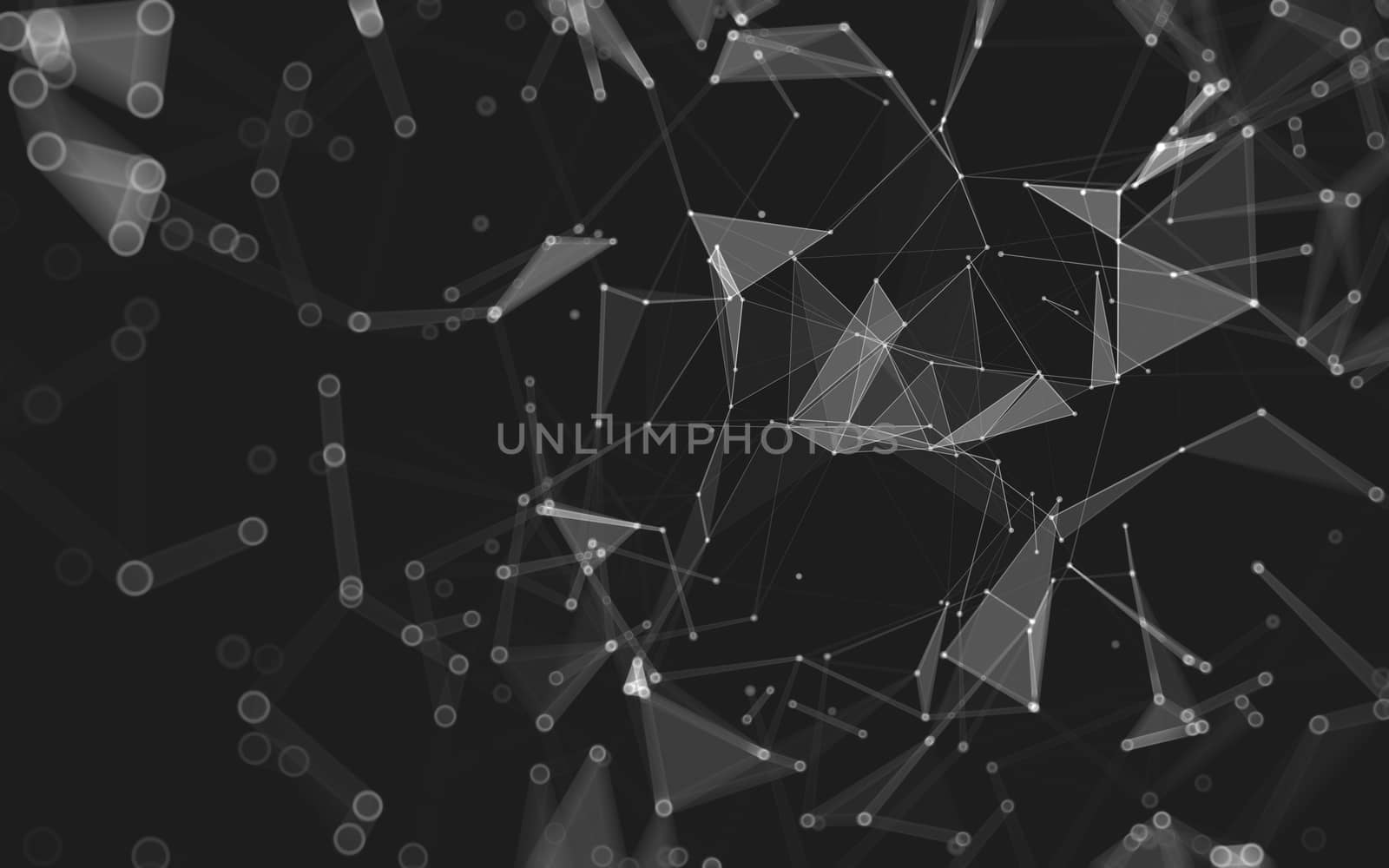 Abstract polygonal space low poly dark background with connecting dots and lines. Connection structure. 3d rendering