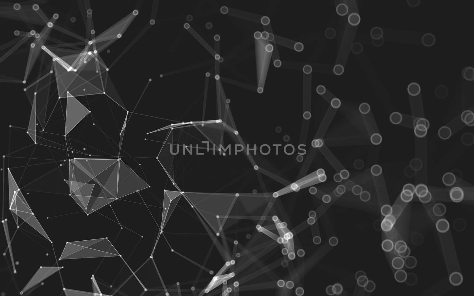 Abstract polygonal space low poly dark background with connecting dots and lines. Connection structure. 3d rendering