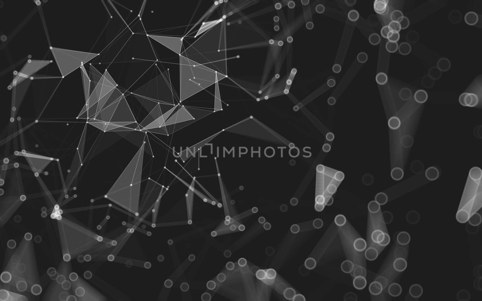 Abstract polygonal space low poly dark background with connecting dots and lines. Connection structure. 3d rendering