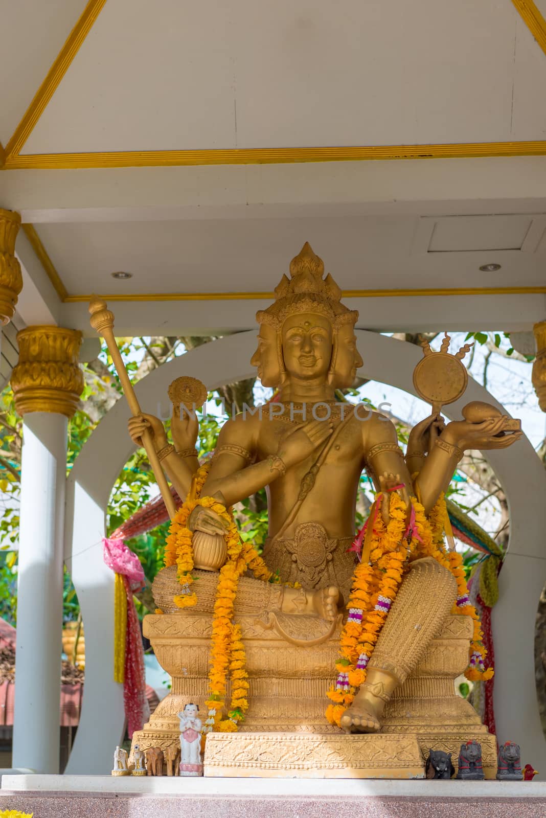 golden god Buddha in the street of Thailand