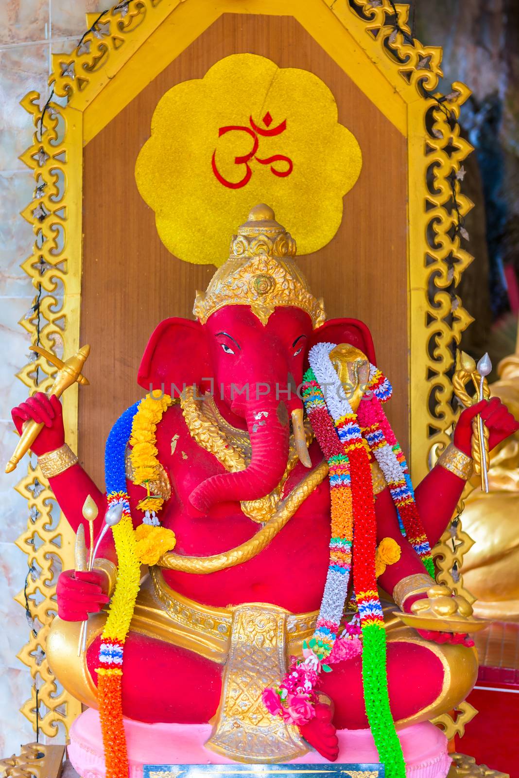 red beautiful elephant god of Ganesha Indian religion by kosmsos111