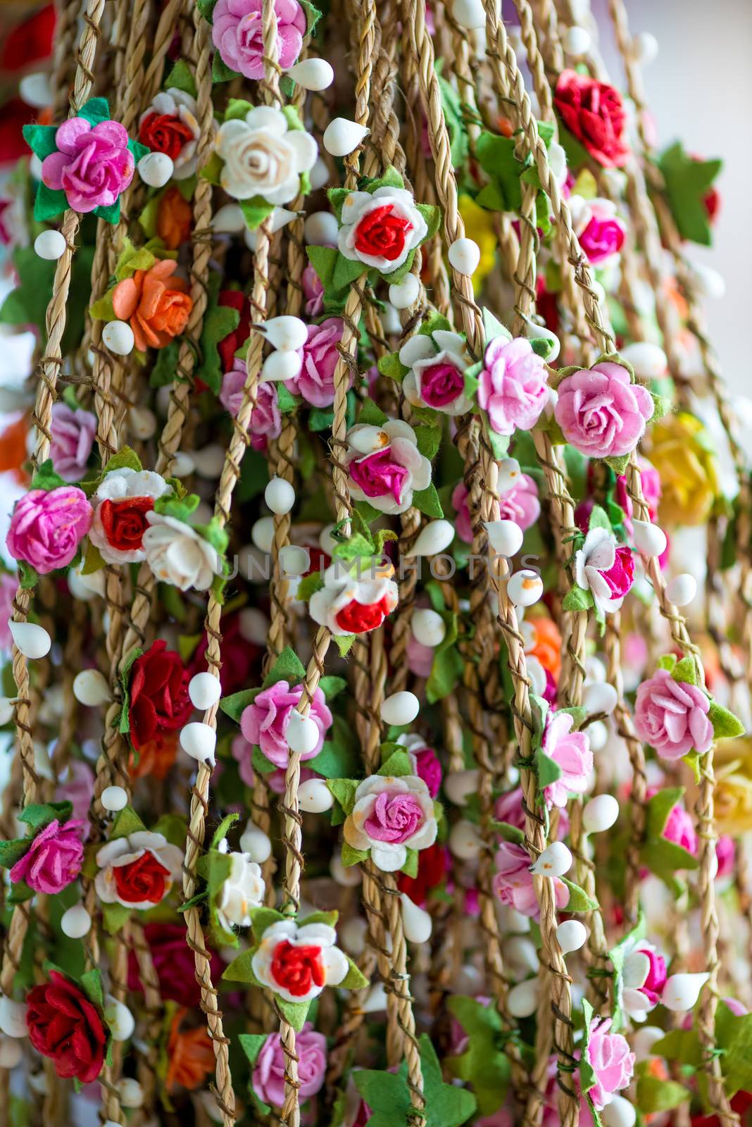 garlands of beautiful flowers for hairstyles in the bazaar close by kosmsos111