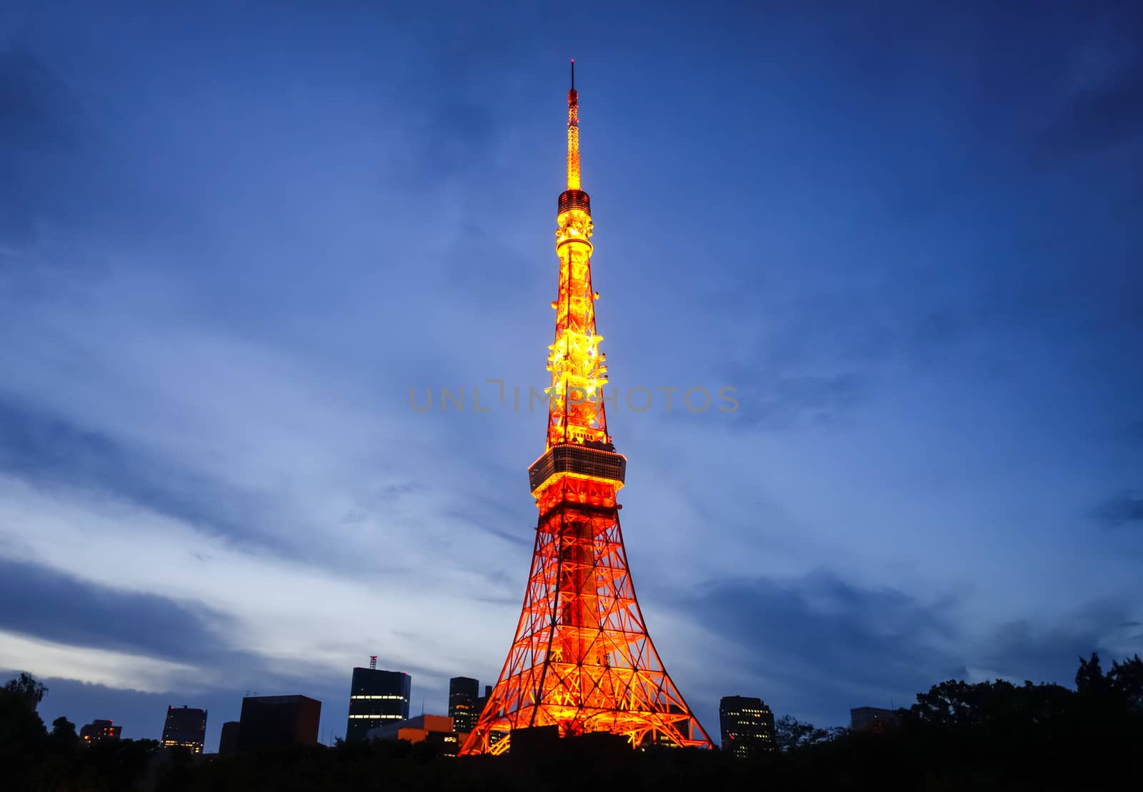 Tokyo tower and city at night, Japan