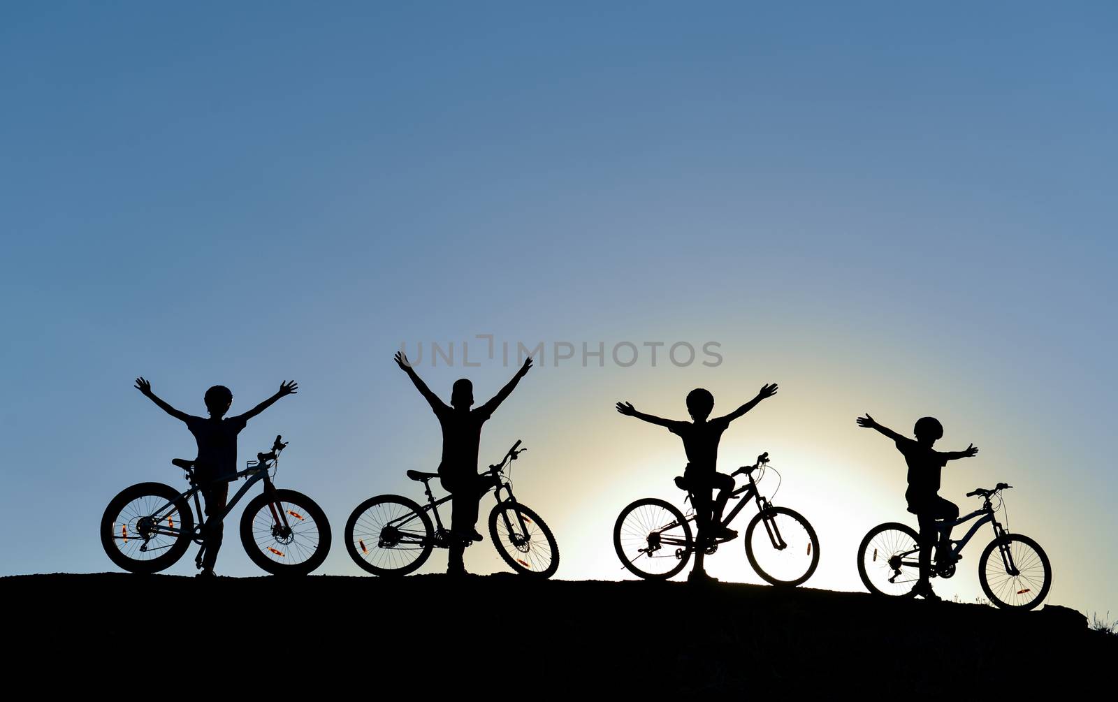 young cyclist driving group