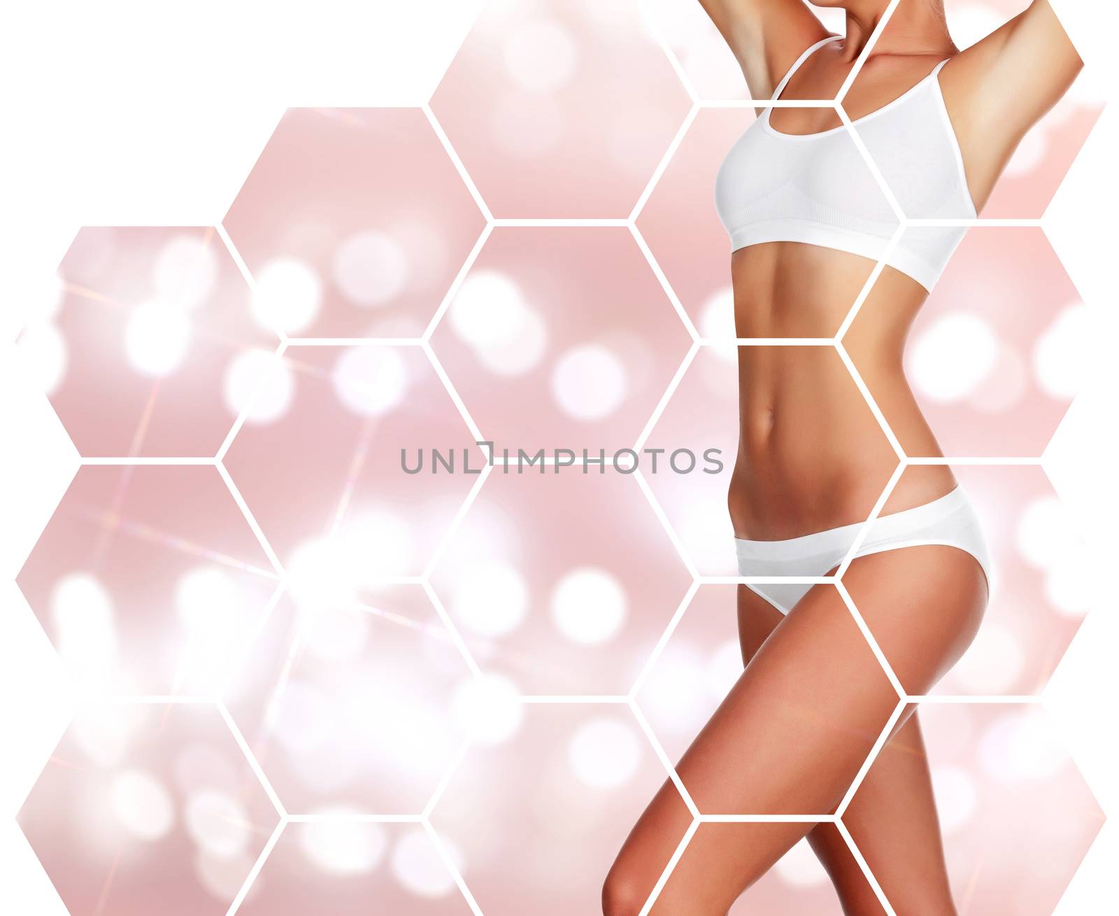 Beautiful woman's body against an abstract background with copys by Nobilior