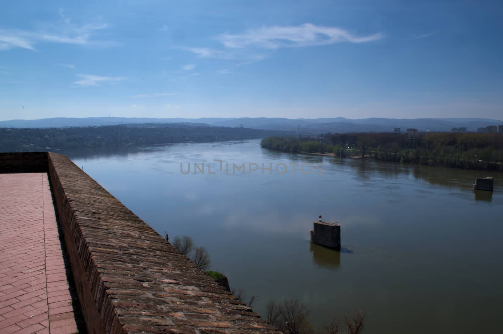 View on Danube from Petrovaradin fortress, Novi Sad, Serbia