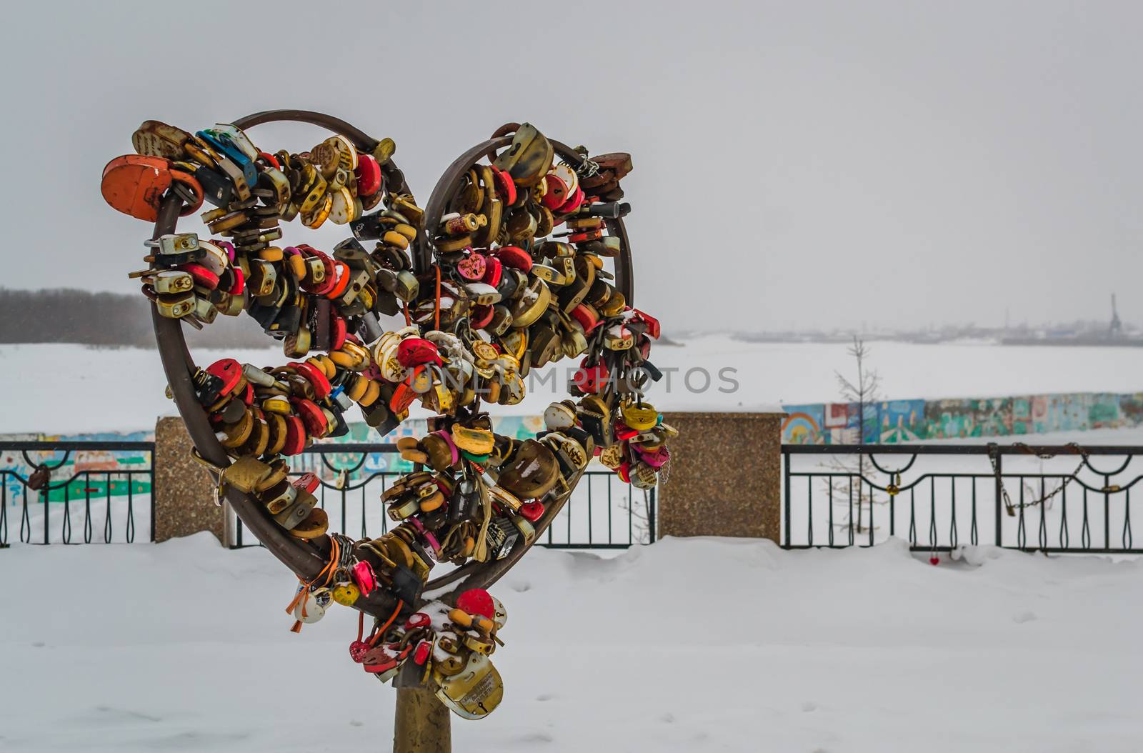 iron heart winter Northern city in the winter time