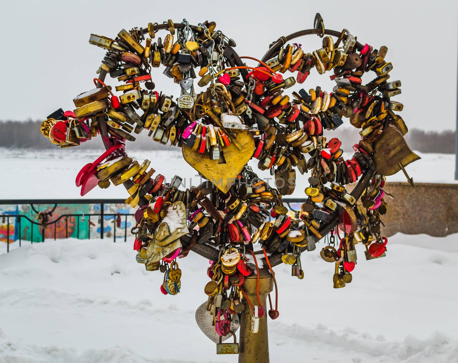 iron heart winter Northern city in the winter time