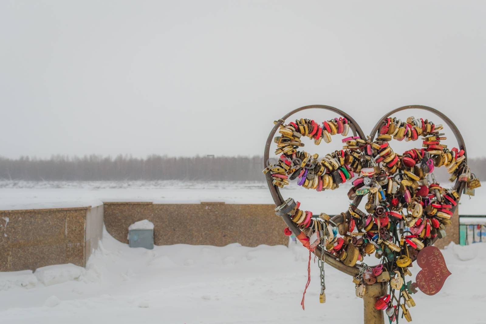 iron heart winter Northern city in the winter time