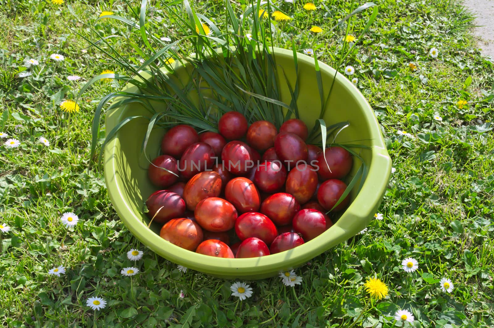 Easter eggs in basket