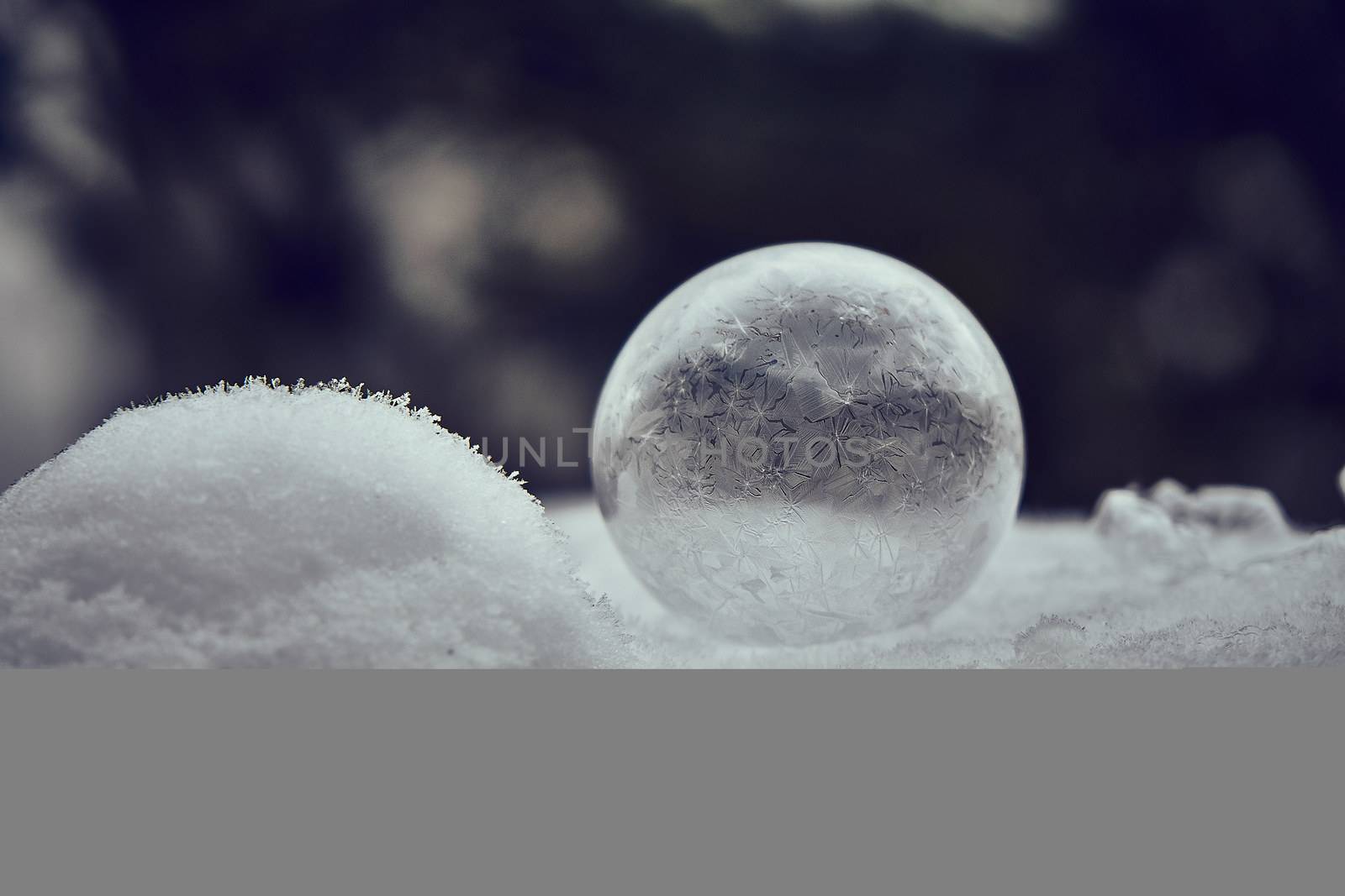 Frozen soap ball in the alps