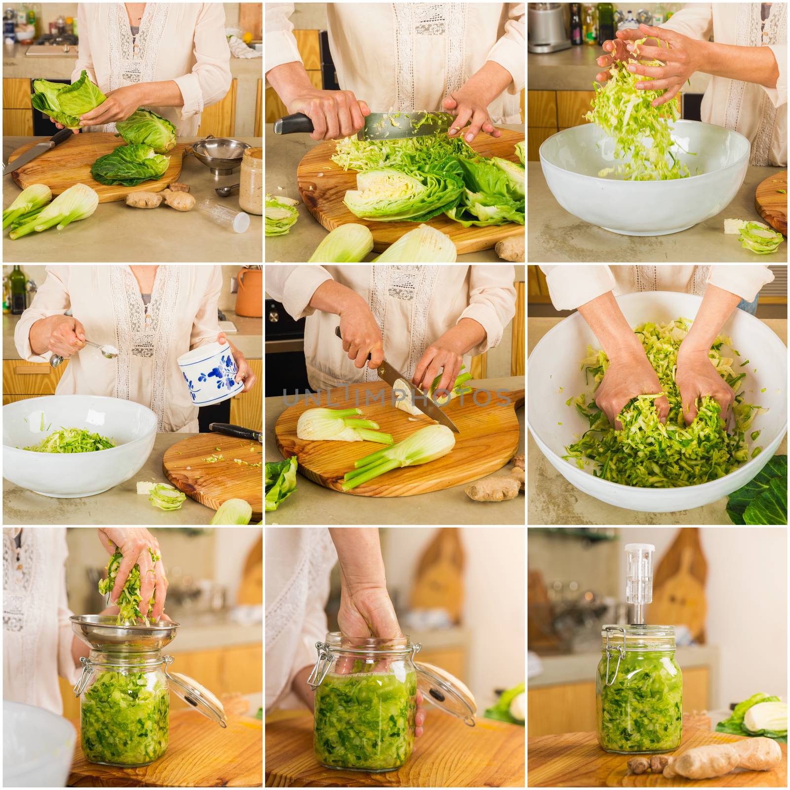 Picture collage about learning how to do kimchi and sauerkraut sour