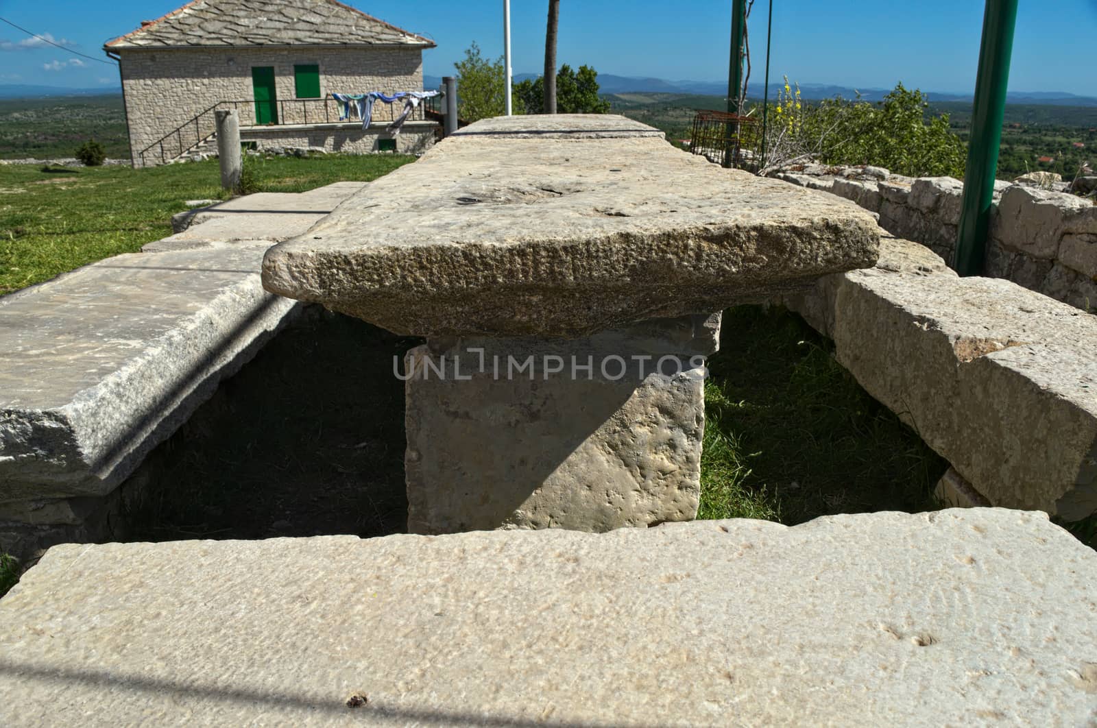 Stone table on Bribir fortress, Dalmatia by sheriffkule