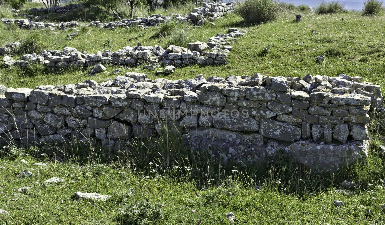 Remains of stone wall on Bribir fortress, Dalmatia