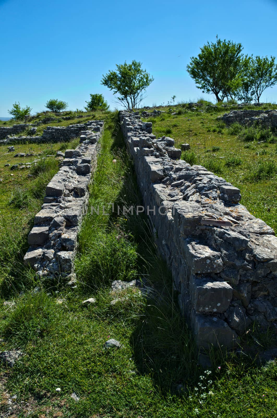 Remains of stone wall on Bribir fortress, Dalmatia by sheriffkule