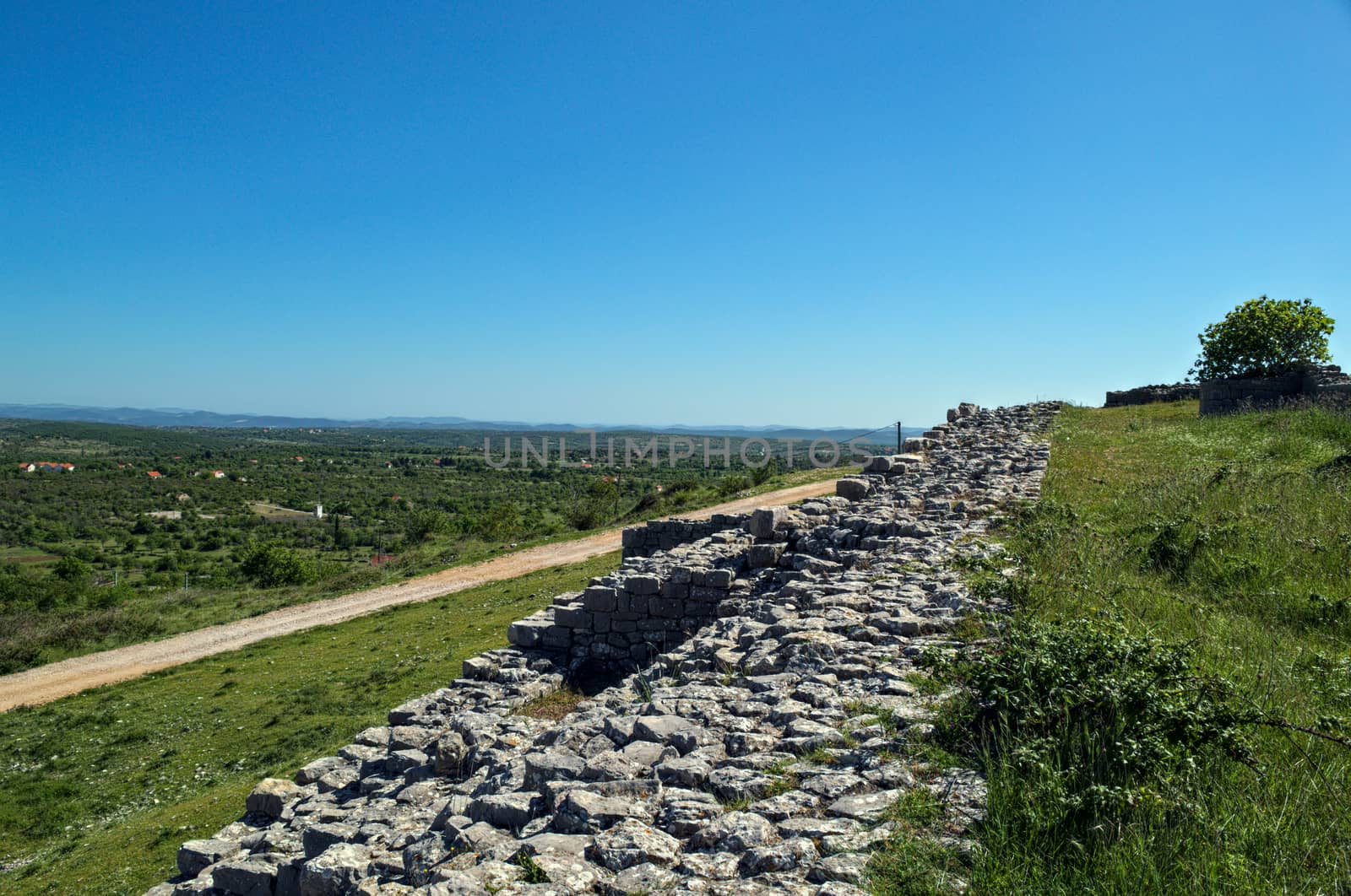 Remains of defense stone wall on Bribir fortress, Dalmatia by sheriffkule