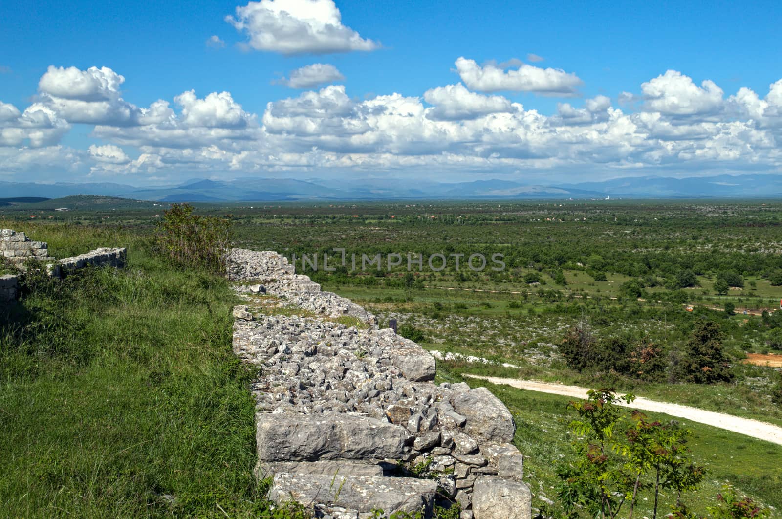 Remains of defense stone wall on Bribir fortress, Dalmatia by sheriffkule