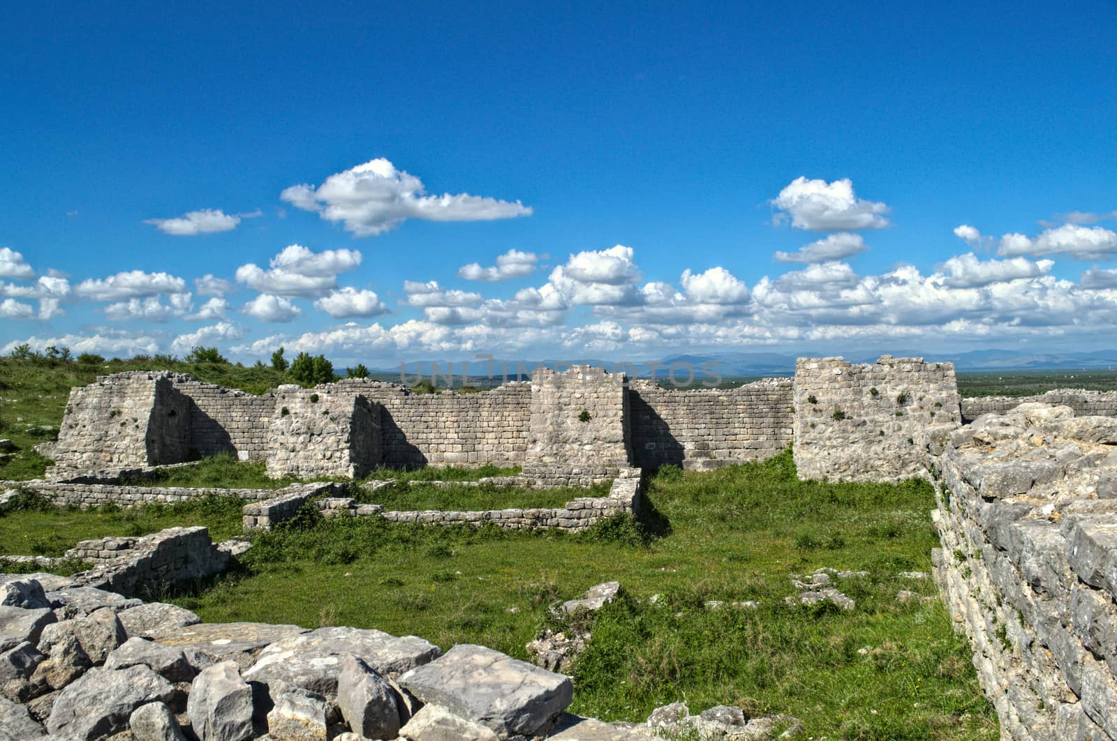 Remains of defense walls and towers on Bribir fortress, Dalmatia by sheriffkule