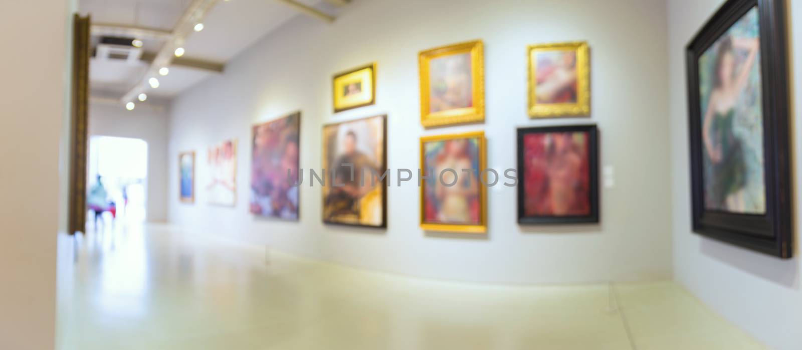 Abstract Blur Defocus Background of Art Gallery Museum or Showro by thampapon