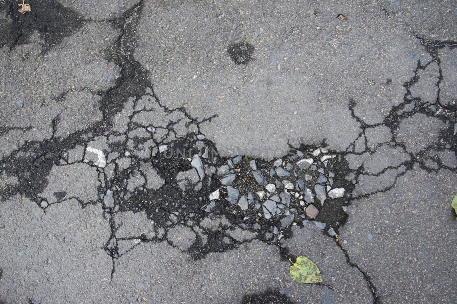 Cracked road alphalt texture, broken ground structure photo