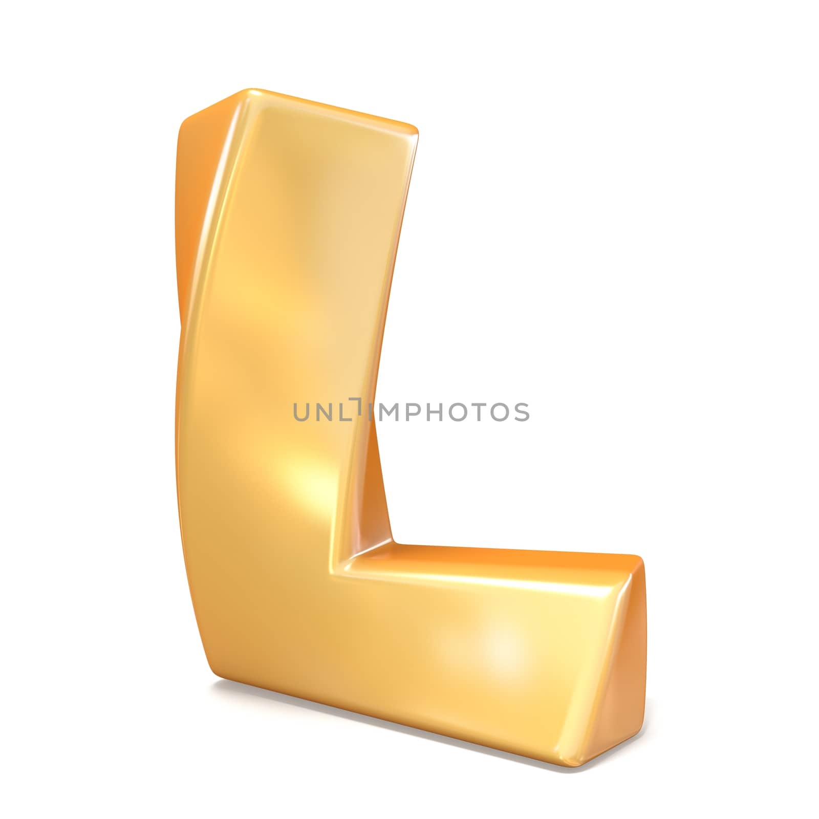 Orange twisted font uppercase letter L 3D render illustration isolated on white background