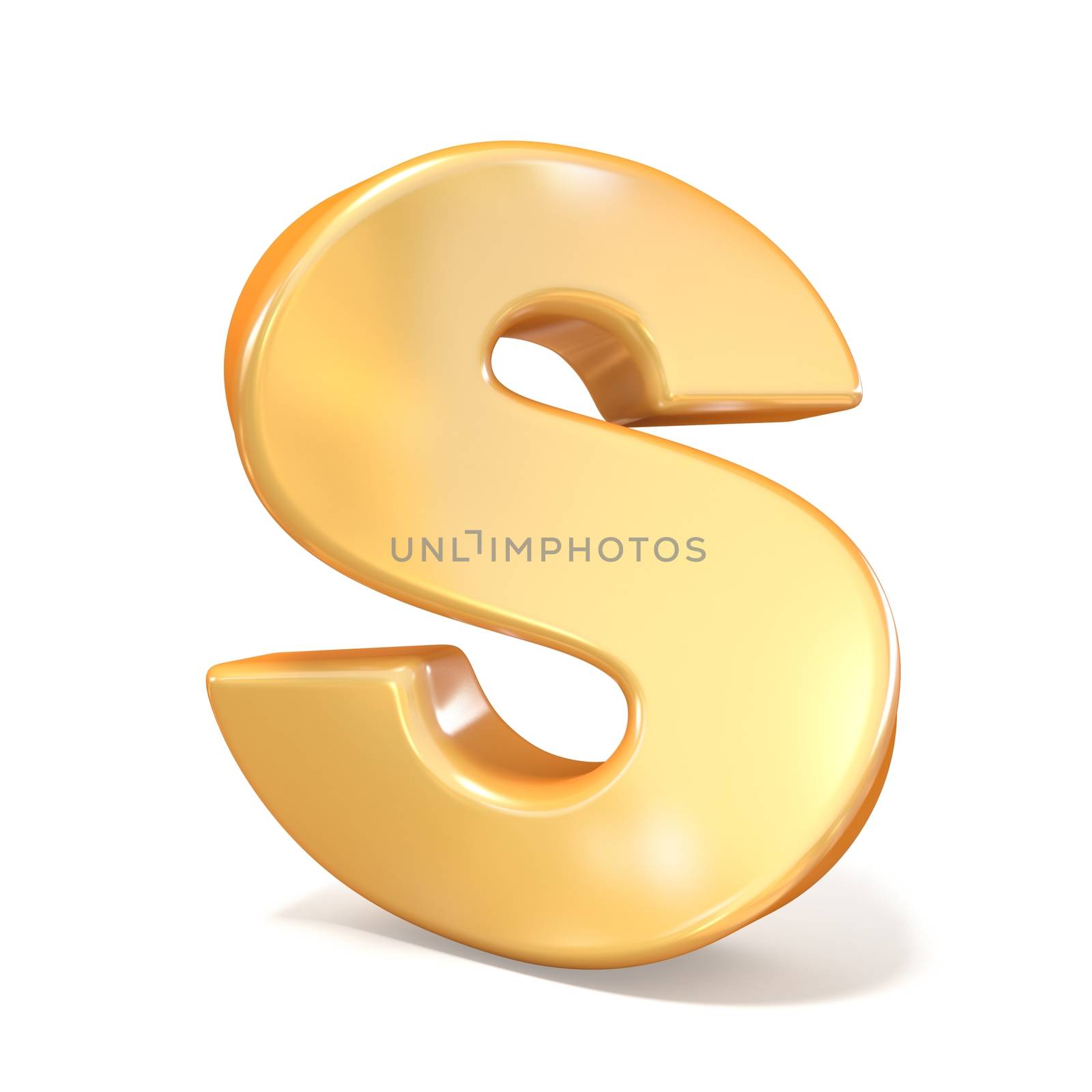 Orange twisted font uppercase letter S 3D render illustration isolated on white background