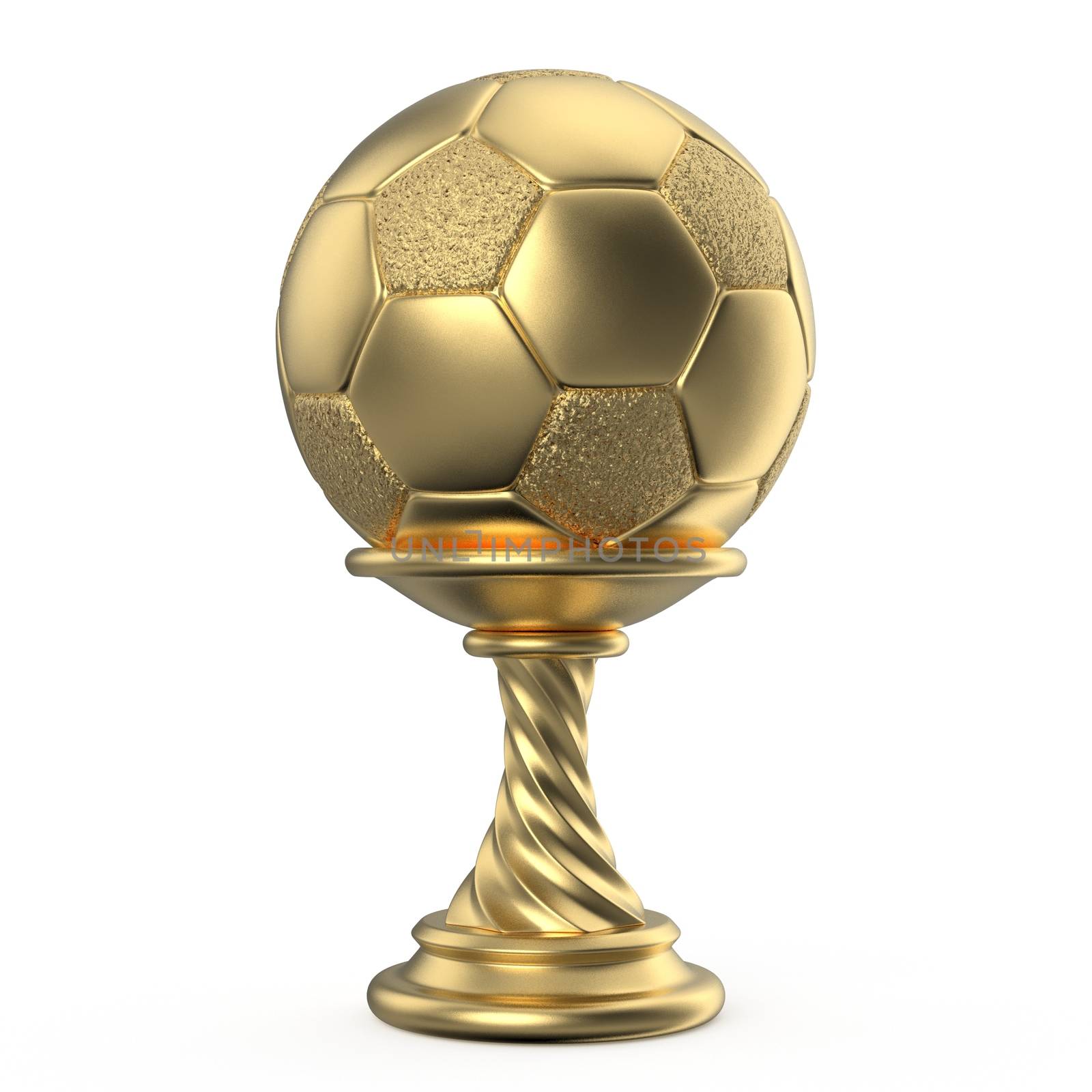 Gold trophy cup SOCCER FOOTBALL 3D render illustration isolated on white background