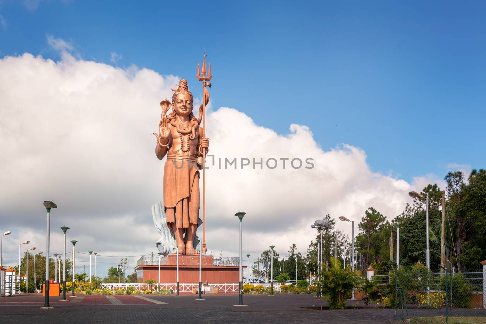 Huge and awesome Shiva statue,near grand Bassin temple in Mauritius island.
