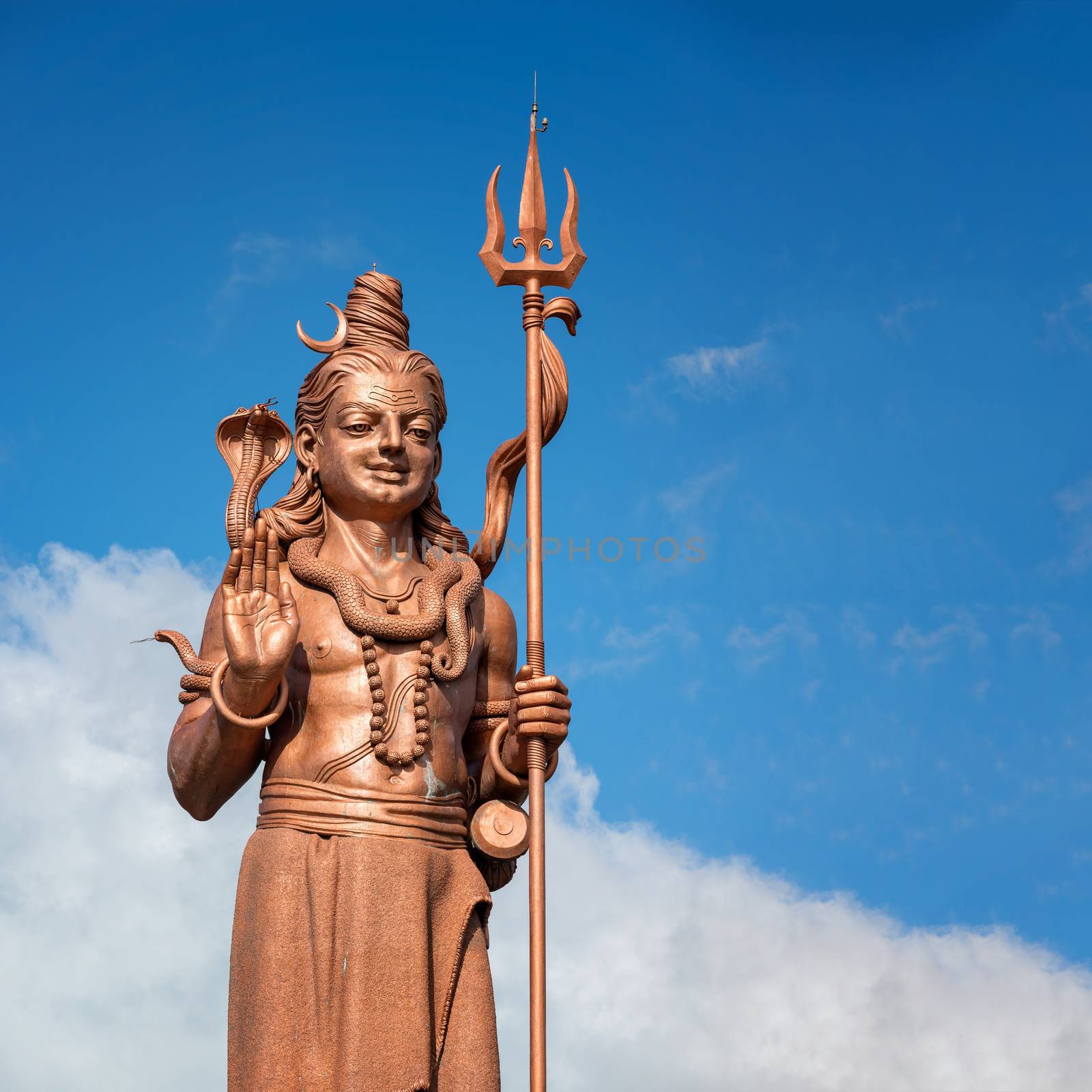 Big and amazing Shiva statue,near grand Bassin temple in Mauritius island.