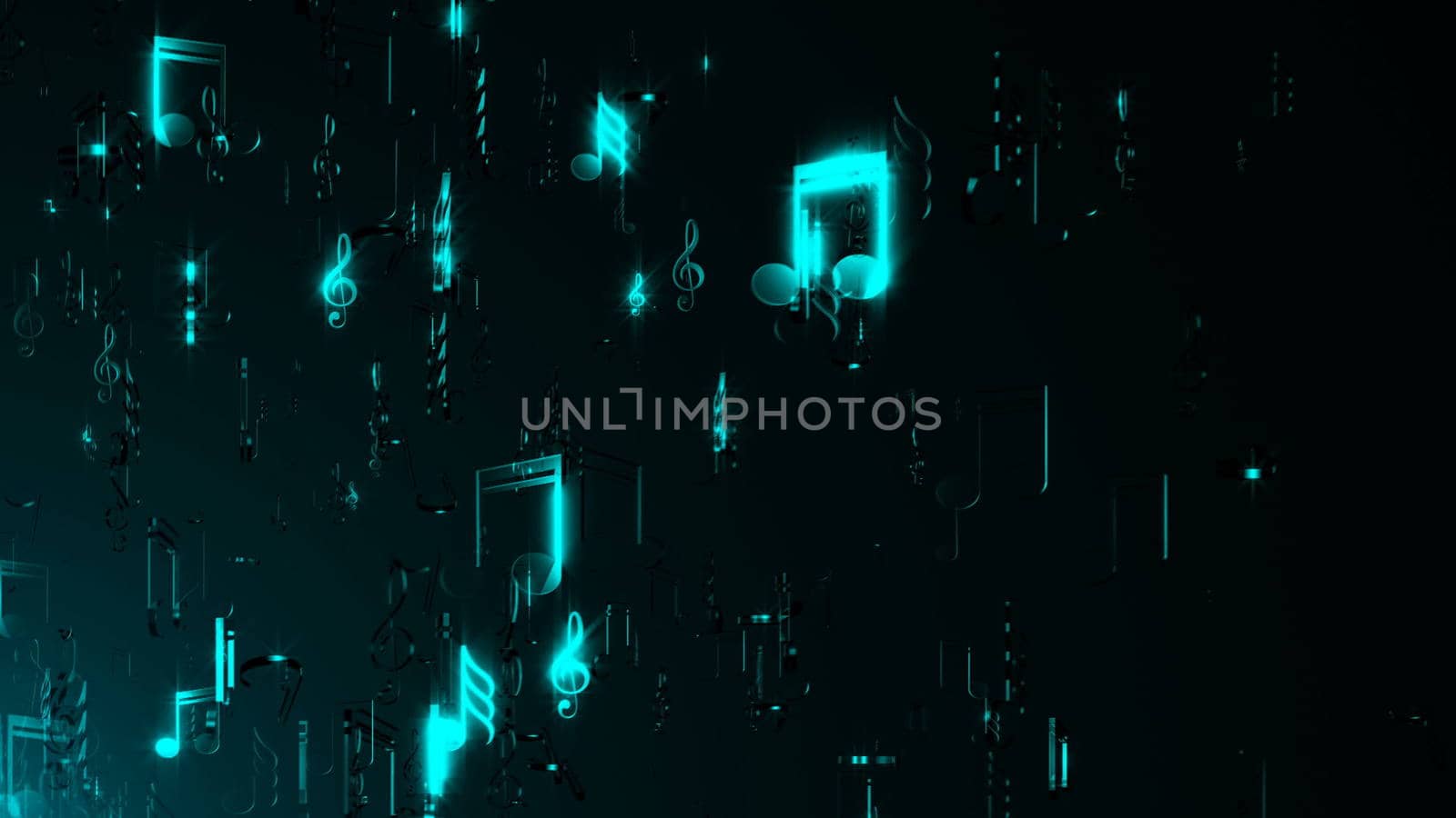 Abstract background with musical notes. 3d rendering