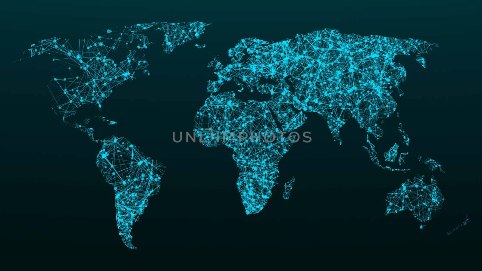 World map network. Connection dots background. 3d rendering