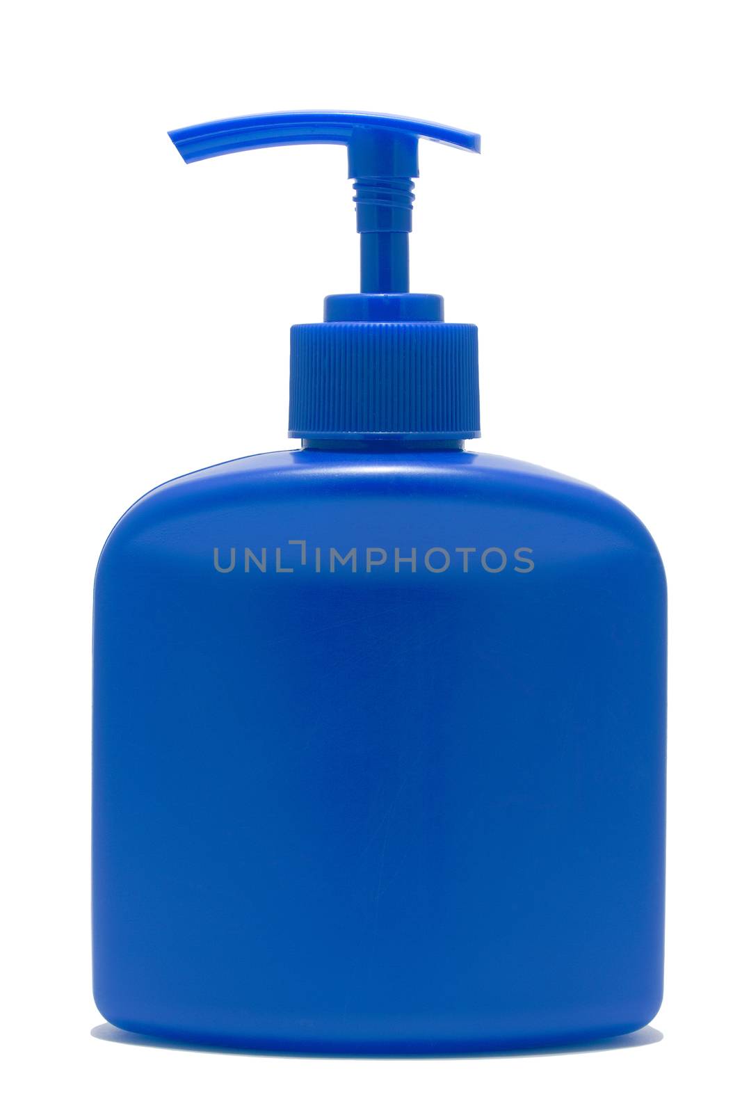 blue  bottle with dispenser isolated
