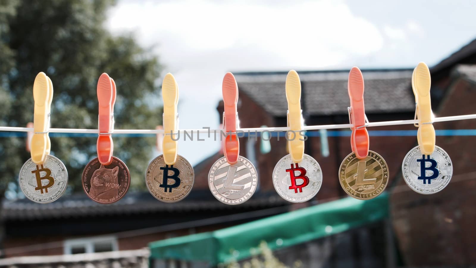Digital currency physical gold and silver bitcoin, litecoin and dogecoin.