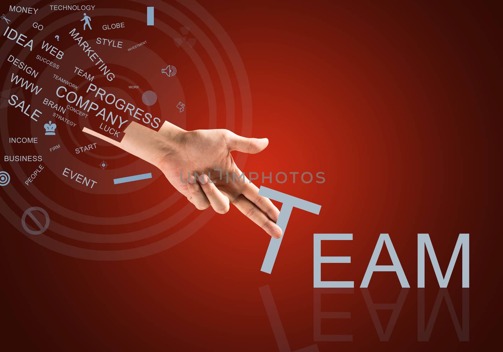 Close up of hand holding one letter of word
