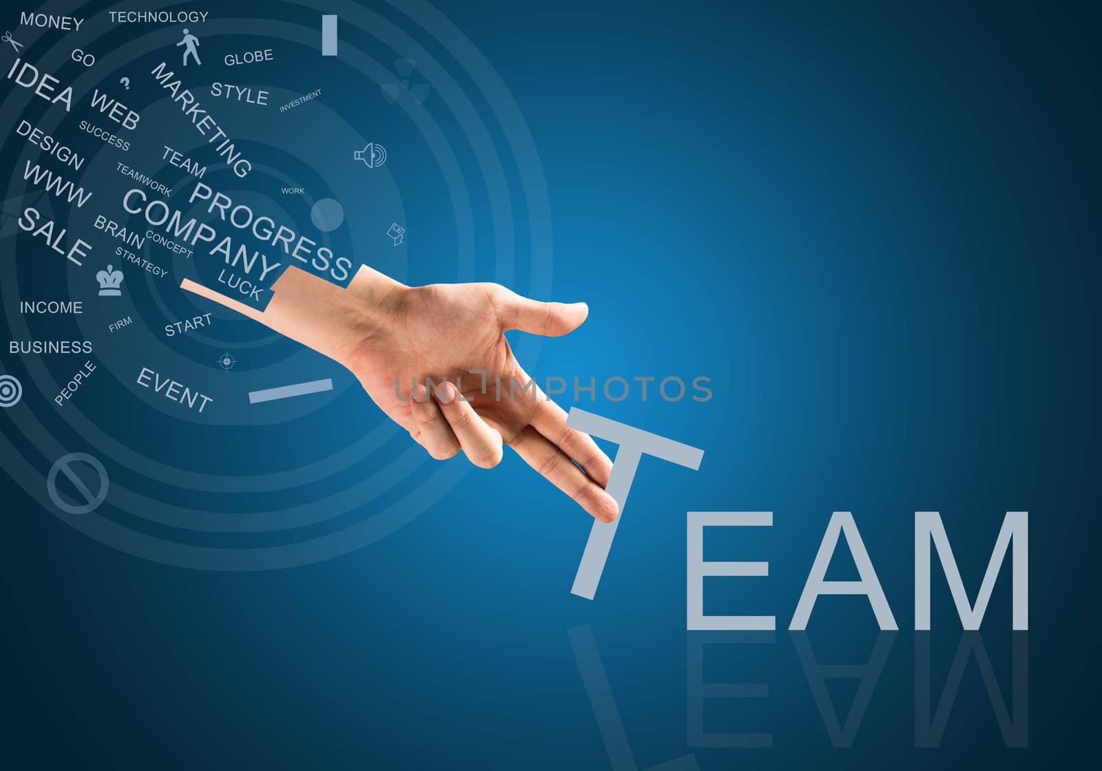 Close up of hand holding one letter of word