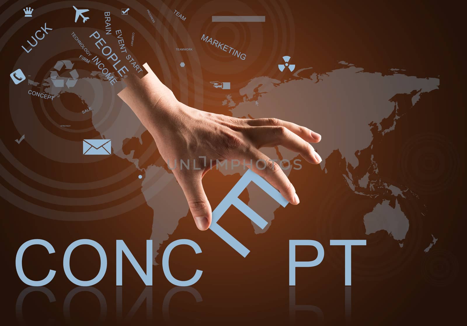 Close up of hand holding one letter of word