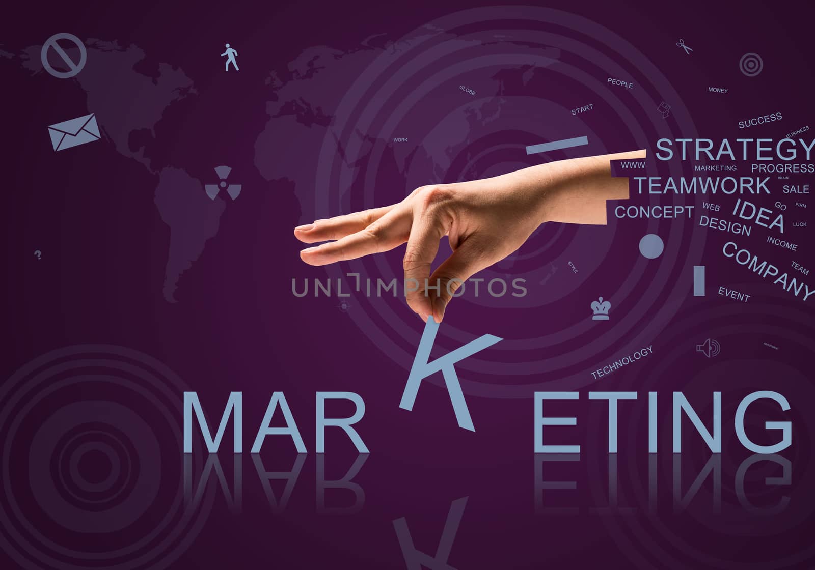 Close up of hand holding one letter of word